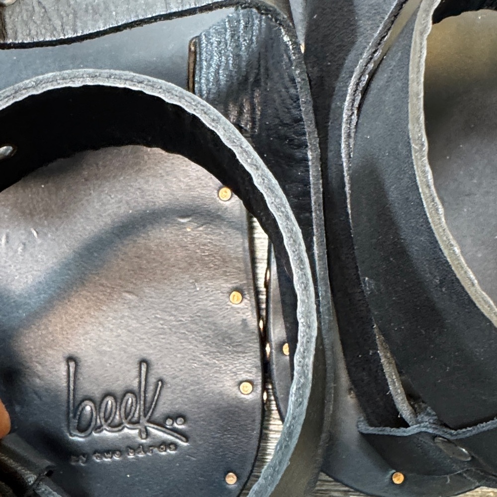Beek black leather sandals woman’s size 8 (s177) - Picture 3 of 8